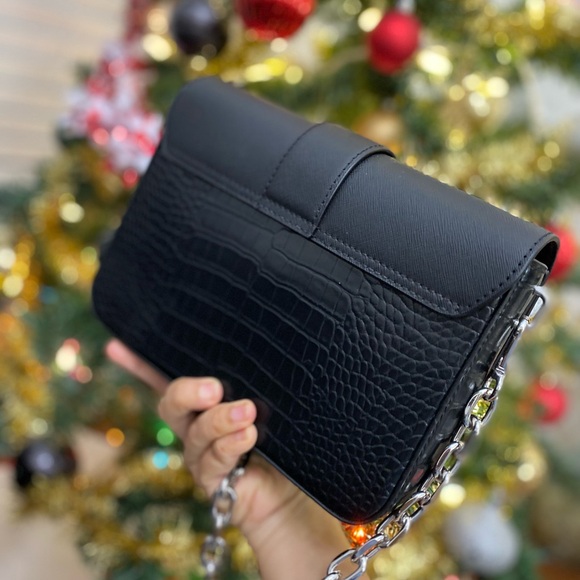 Michael Kors Carmen Medium Crocodile Embossed Convertible Shoulder Bag - Picture 3 of 9